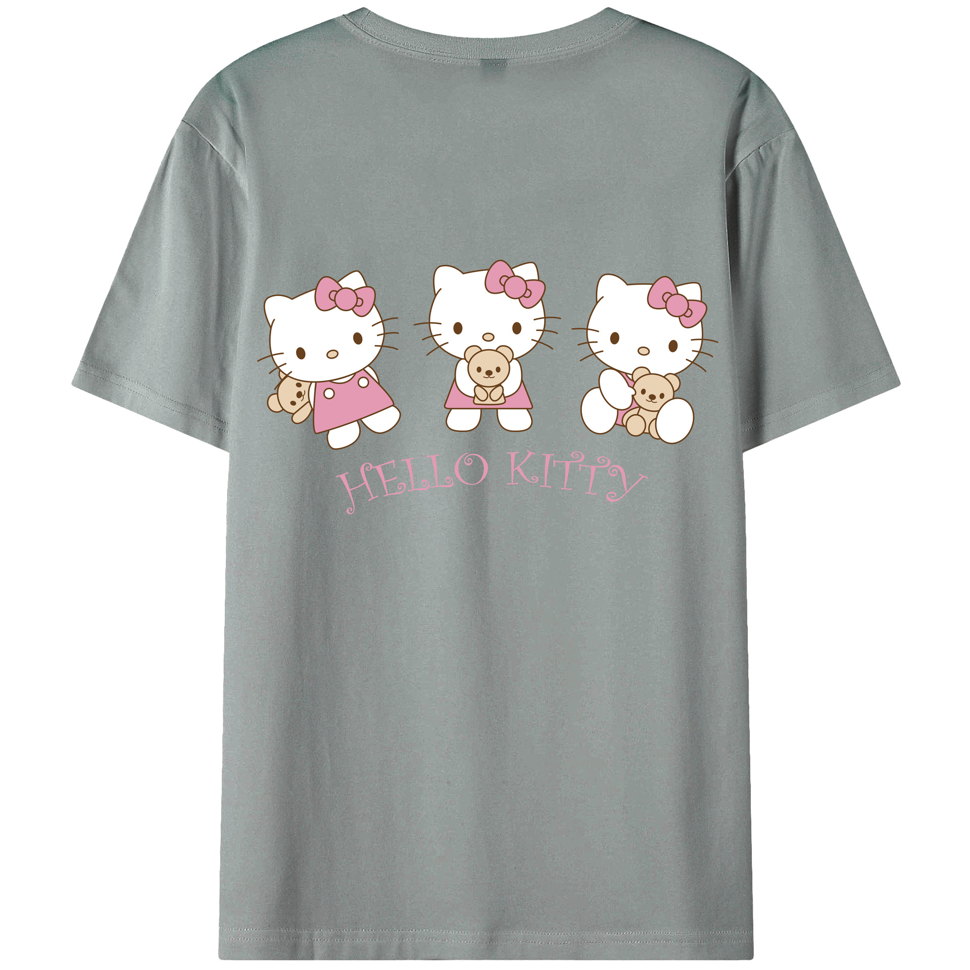 （画像用） Hello Kitty ハローキティ 綿100％ メンズ半袖Tシャツ（バックプリント） 通気性